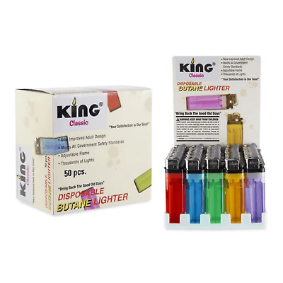 KING CLASSIC DISPOSABLE BUTANE LIGHTER | 50CT