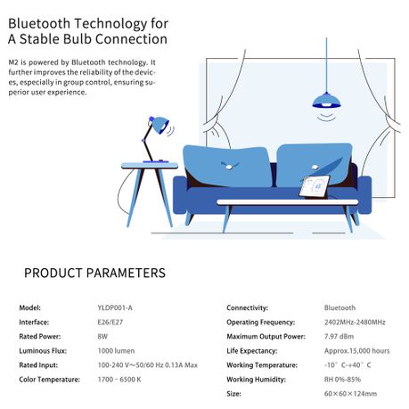 Yeelight Smart LED Bulb M2 (Colour) -Google Home Seamless Setup (Needs Hub)