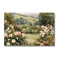 Serene Landscape of Blooming Roses - A Dreamy Impressionist Art Prints