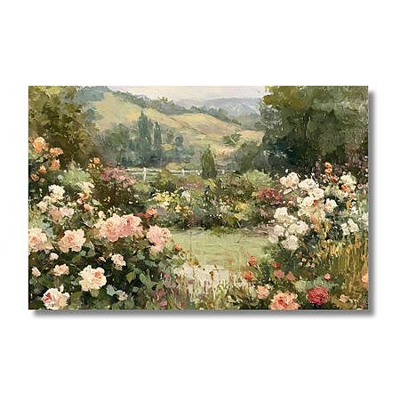 Serene Landscape of Blooming Roses - A Dreamy Impressionist Art Prints