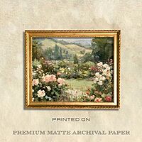 Serene Landscape of Blooming Roses - A Dreamy Impressionist Art Prints