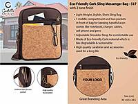 Eco-Friendly Cork Sling Messenger Bag with 2 tone finish