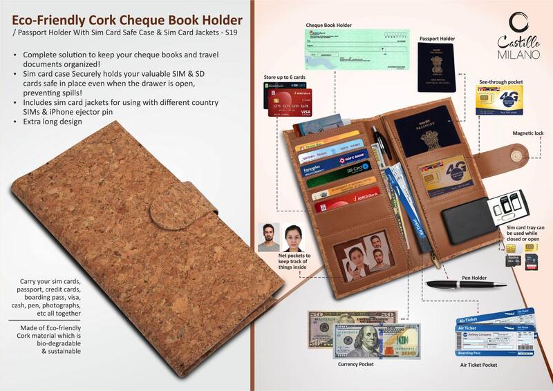 Eco-Friendly Cork Cheque Book Holder