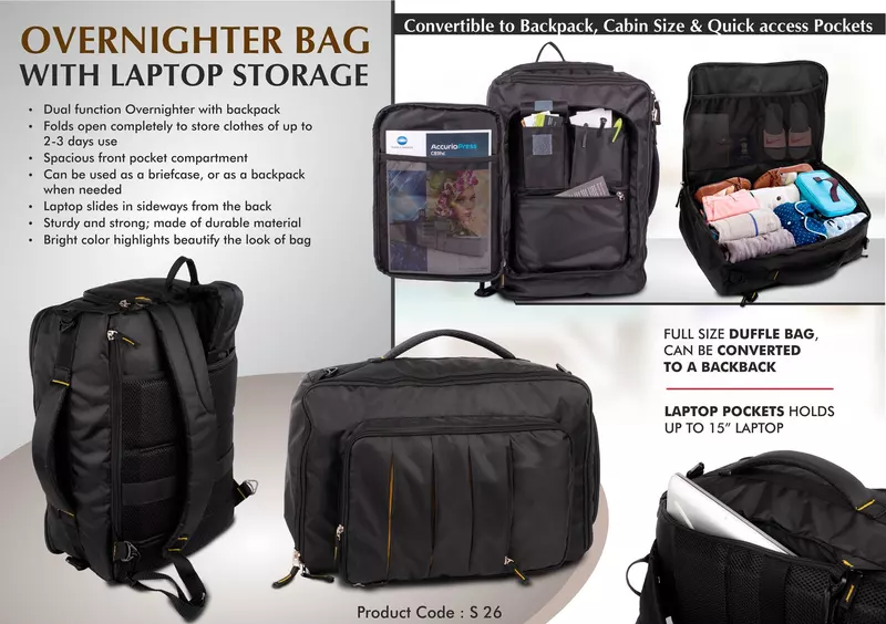 Overnighter bag with Laptop storage