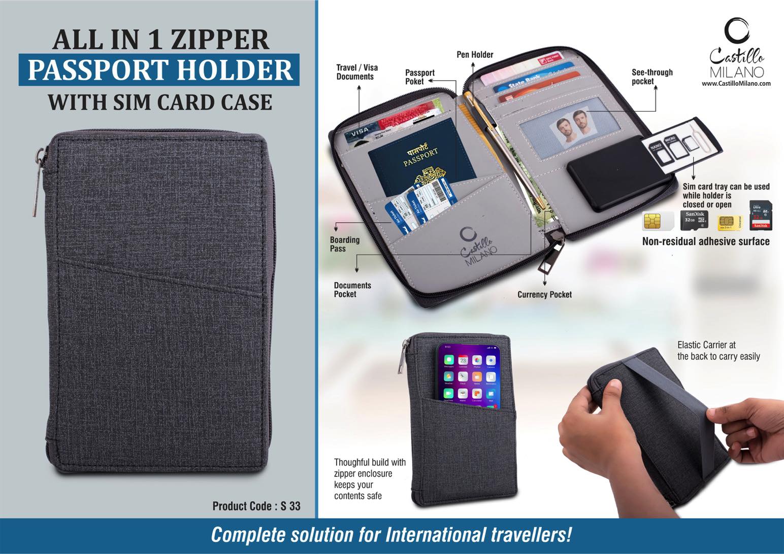 All in 1 Zipper Passport holder