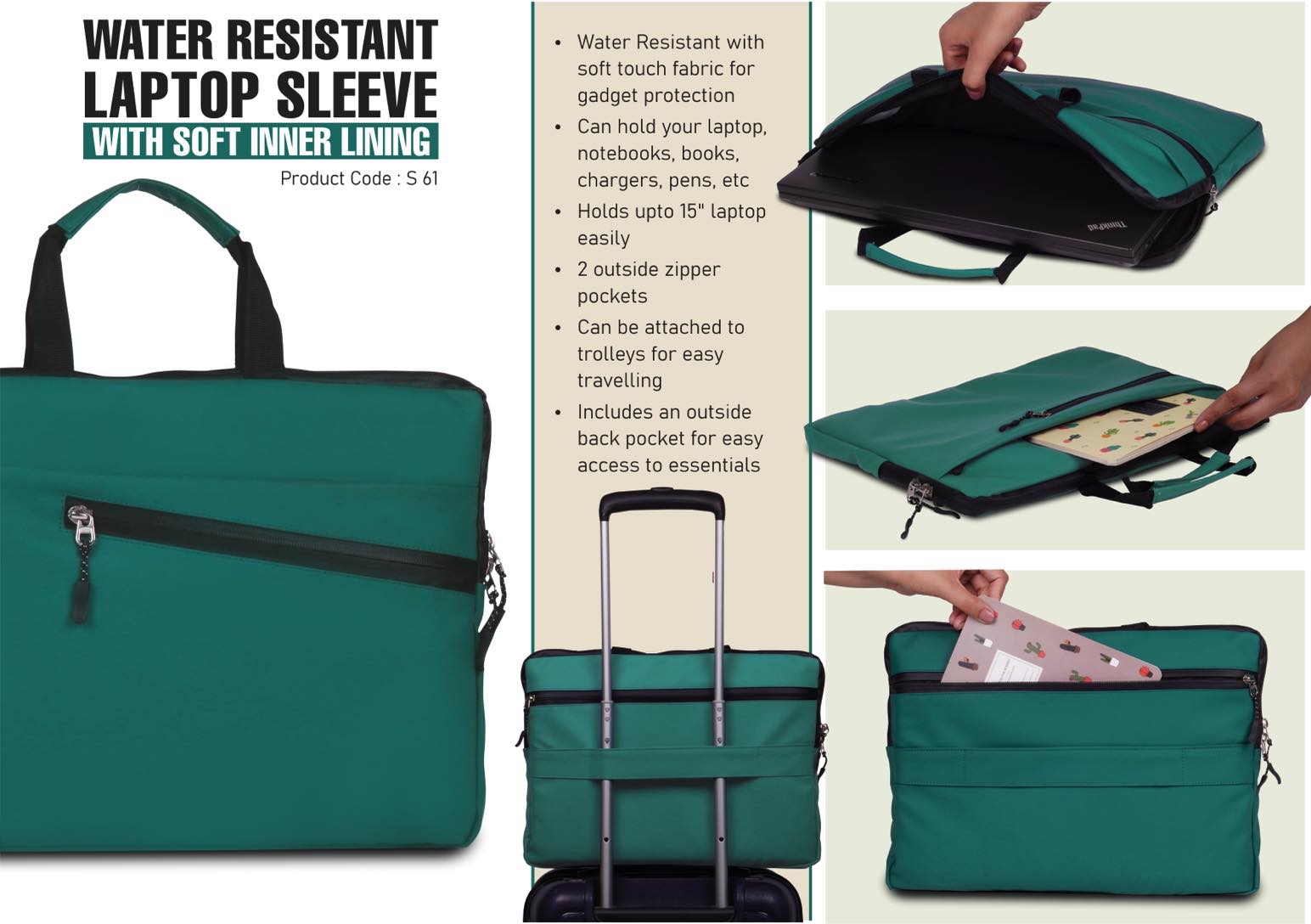 Teal: Water Resistant Laptop Sleeve