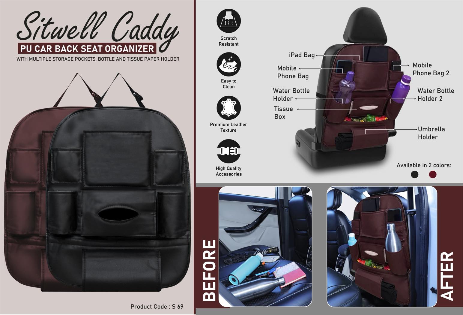 SitWell Caddy: PU Car Back Seat