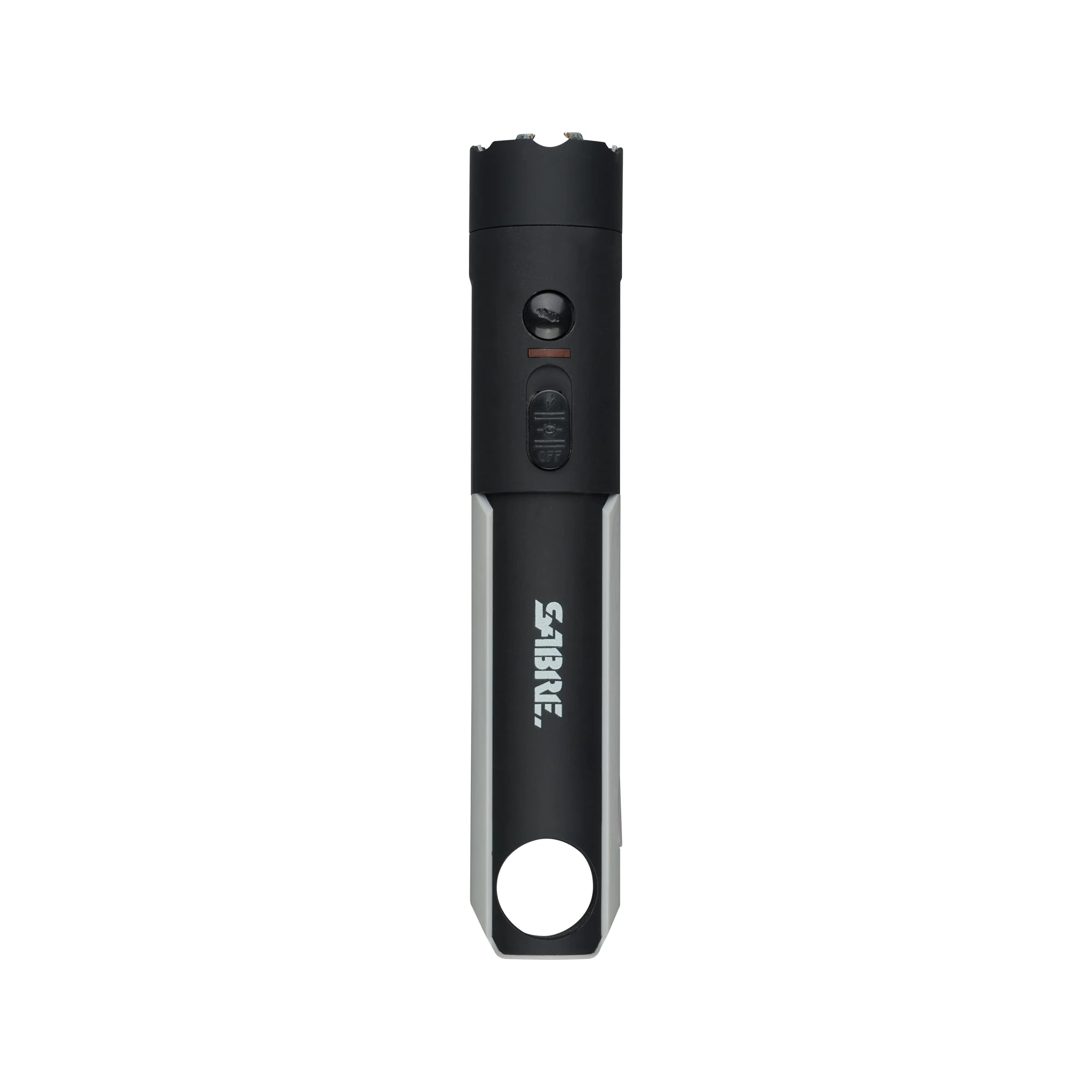 SABRE 2-in-1 Flashlight Design with Built-in Stun Gun, Powerful 1.76 µC Charge, 200 Lumen LED with 3 Modes; High