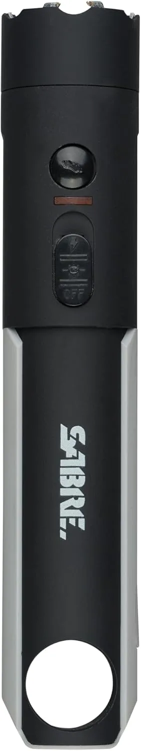 SABRE 2-in-1 Flashlight Design with Built-in Stun Gun, Powerful 1.76 µC Charge, 200 Lumen LED with 3 Modes; High