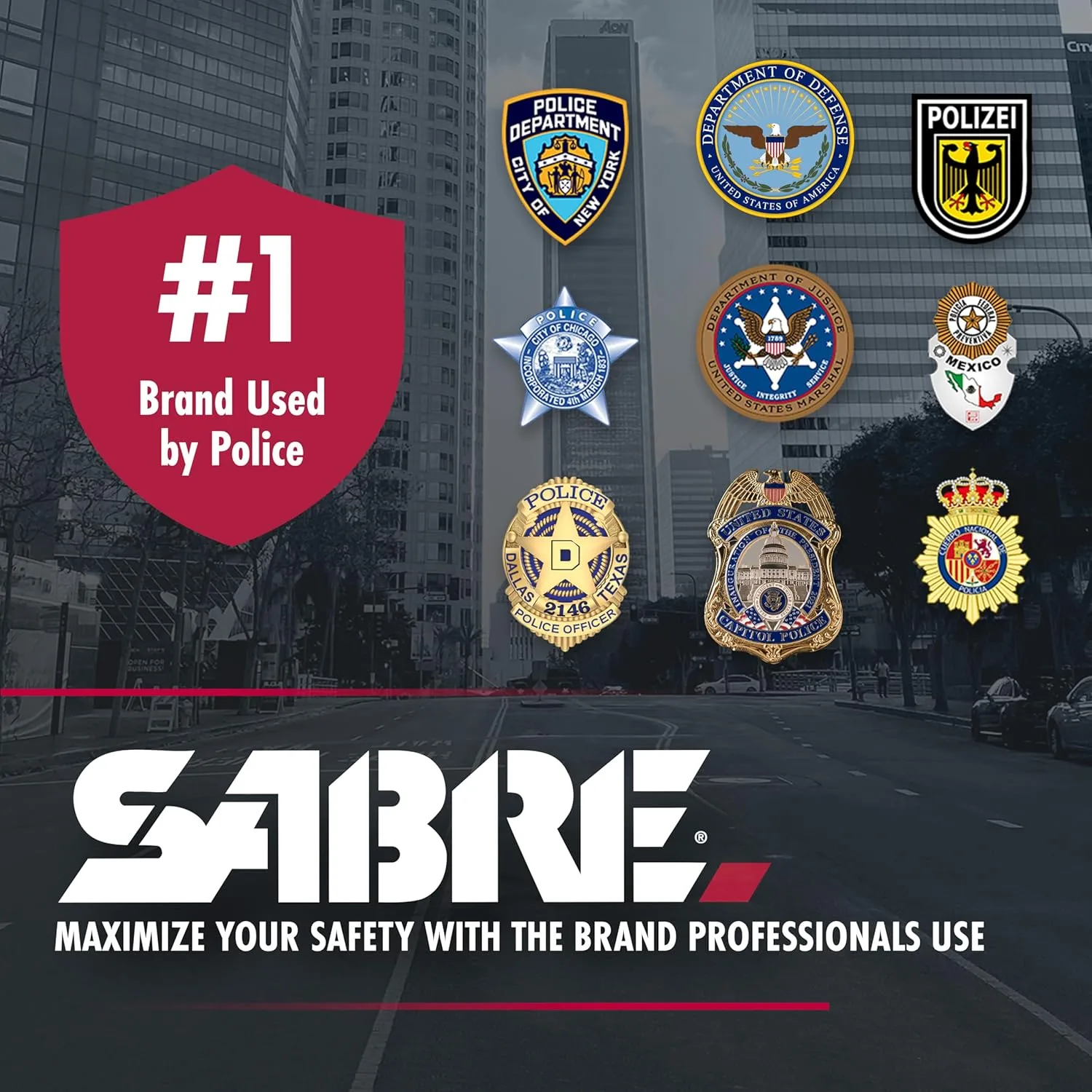 SABRE RED Compact Pepper Spray, Max Police Strength OC Spray with UV Dye, Compact Belt Clip For Easy Carry & Fast Access