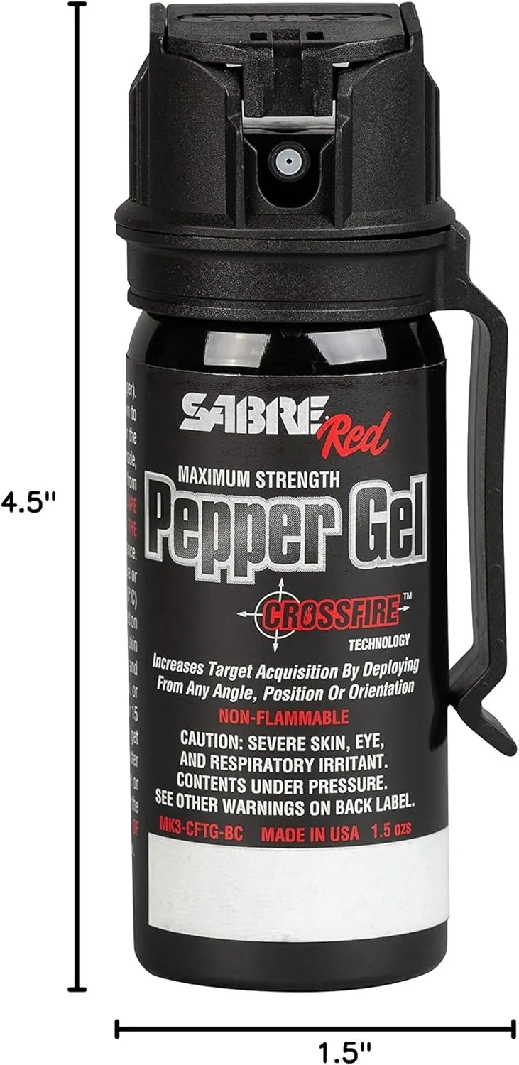SABRE Crossfire Pepper Gel, Deploys At Any Angle, Maximizes Target Acquisition Against Multiple Threats
