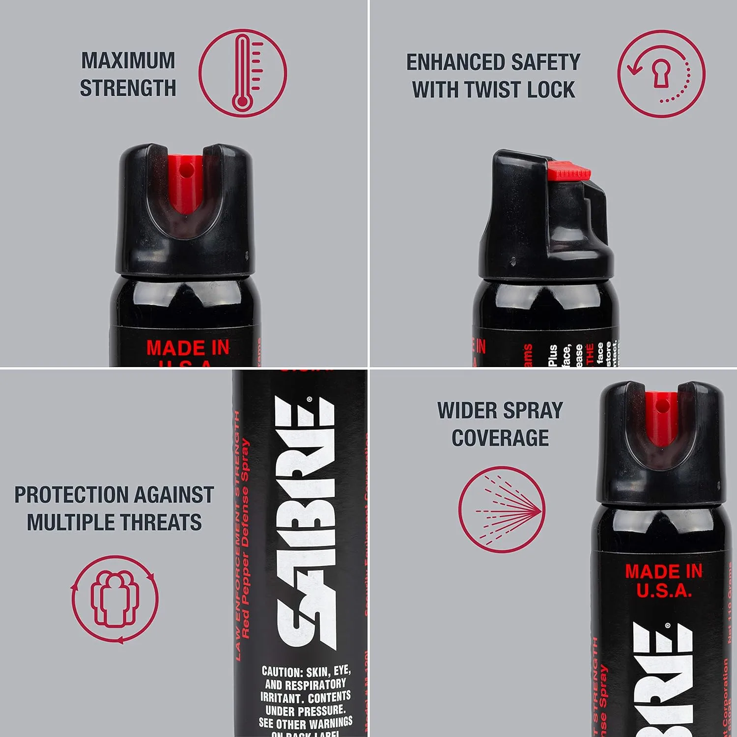 SABRE Magnum 120 3-In-1 Defense Spray, 35 Bursts, 12-Foot (4-Meter) Range, Triple Protection Formula Contains Pepper Spray