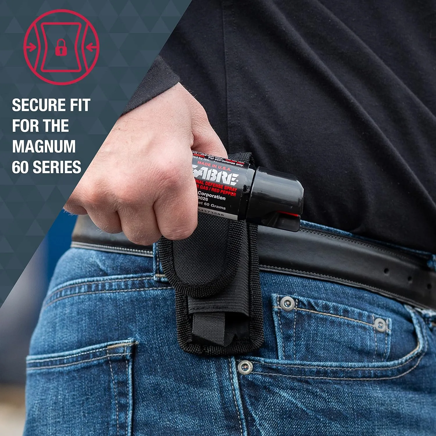 SABRE Nylon Belt Holster for Magnum 60 Series, Fits 60 Gram (2 Ounce) Models, Provides Quick Access To Protection