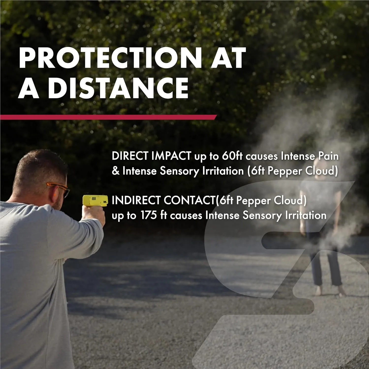 SABRE Pepper Projectile Launcher, Home Defense. Mag holds 7 .68 Caliber projectiles, Adjustable Fiber Optic Sights