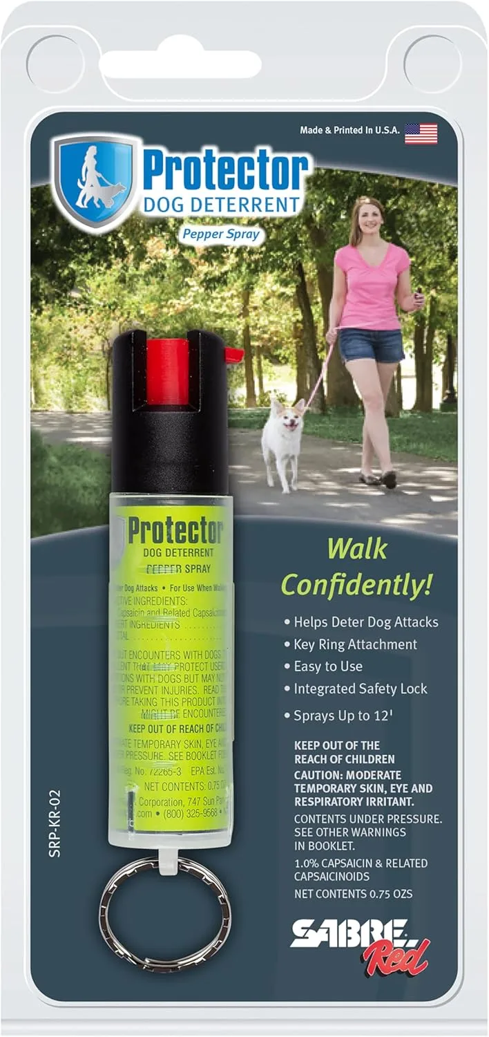 SABRE Protector Dog Spray with Key Ring, 14 Bursts, 12-Foot Range