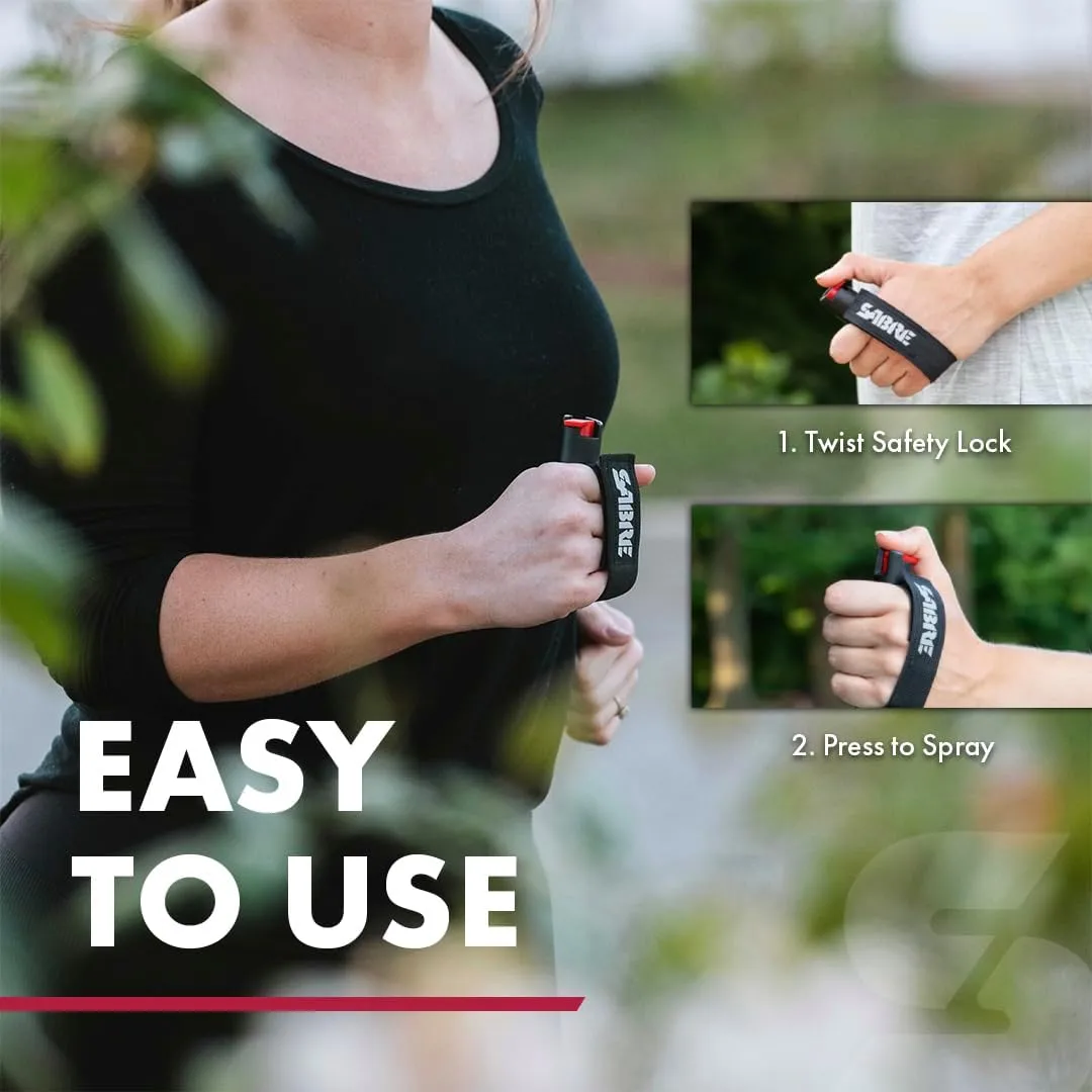 SABRE Runner Defense Spray, 3-in-1 Formula Contains Pepper Spray, CS Military Tear Gas & UV Marking Dye, Max Strength