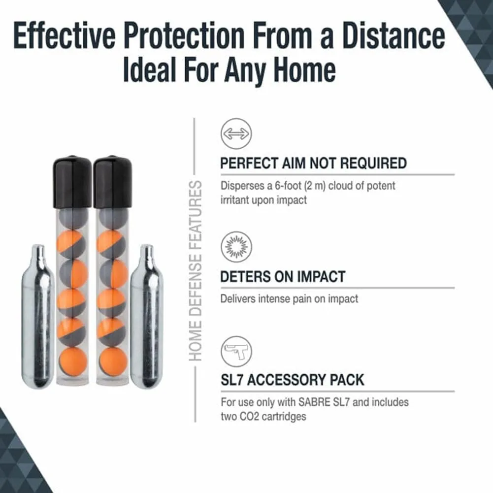 SABRE Home Defense Pepper Projectile Launcher Refill Kit 14 Red Pepper Powder Projectiles and 2 CO2 Cartridges