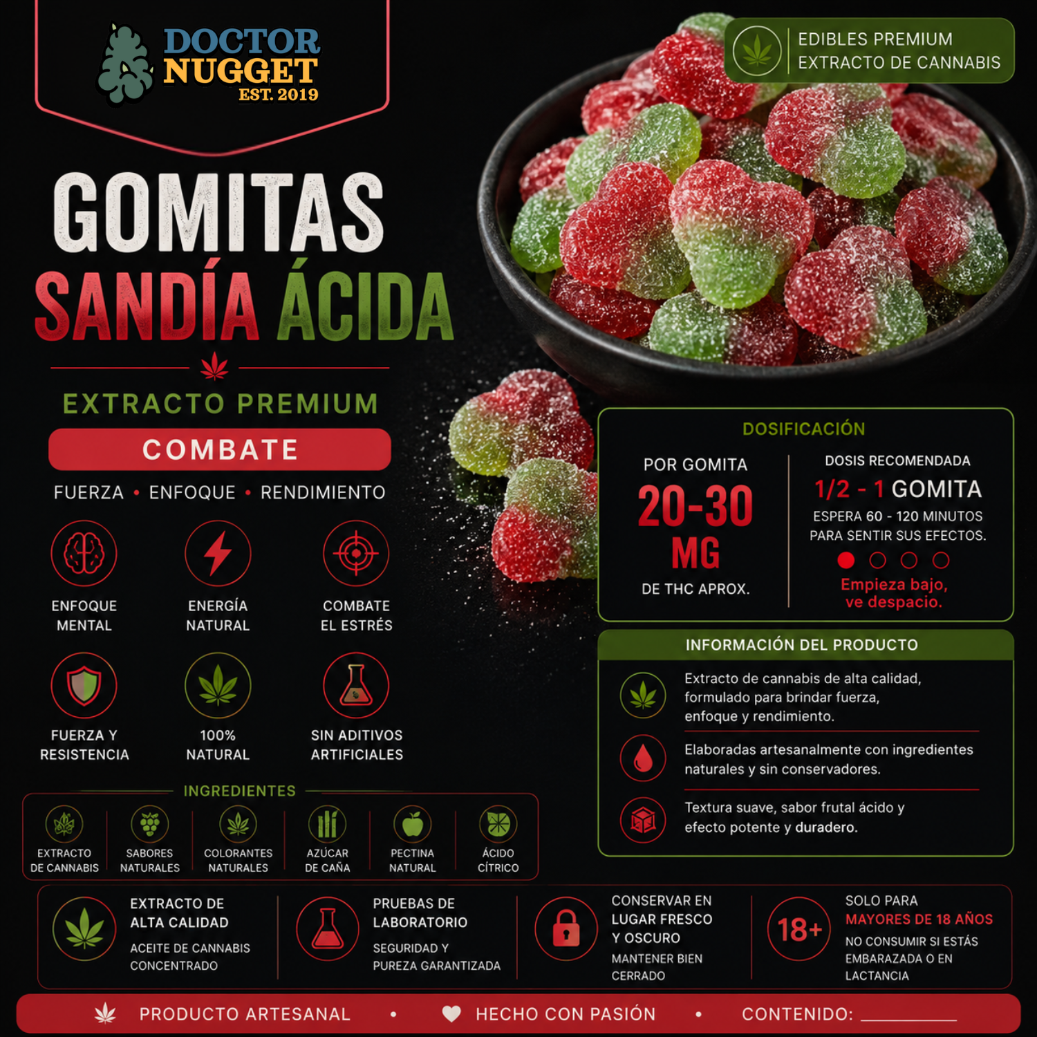 Dr. Nugget Sandía Ácida THC Comestibles
