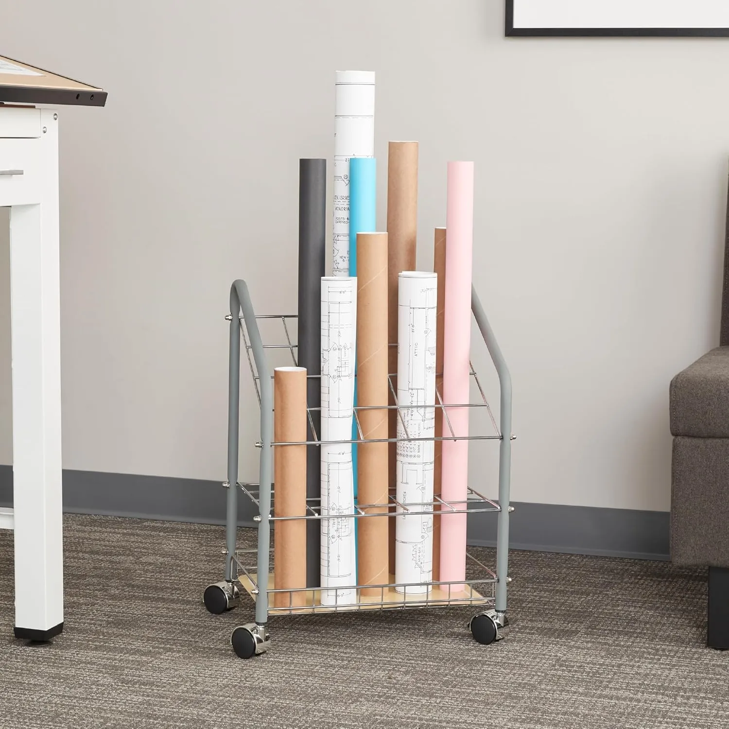 SAFCO Tubular Steel Wire Mobile Roll File Organizer