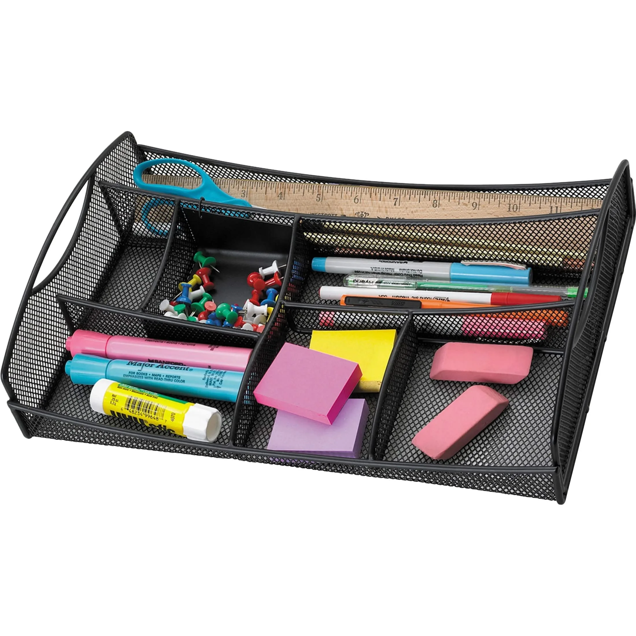 Safco 3262BL Onyx Mesh Desktop Organizer with Drawer, Black