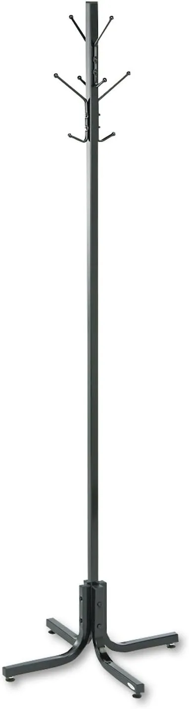 Safco Products 4163BL Costumer Coat Rack Tree, 4 Double Hooks, Black