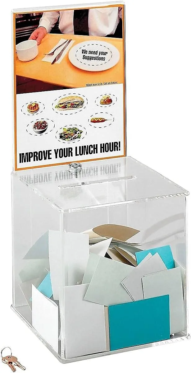 Safco Large Acrylic Collection Box, 21 1/2inH x 9 1/4inW x 9 1/4inD, Clear