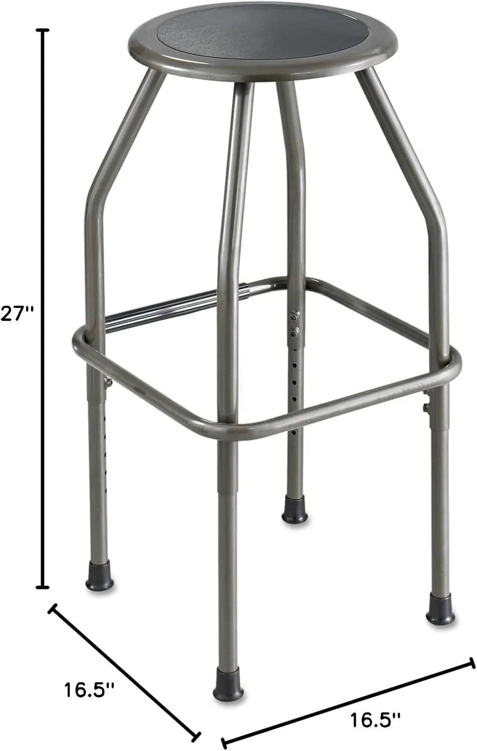 SAFCO Diesel Adjustable-Height Industrial Stool, Steel Frame, Backless