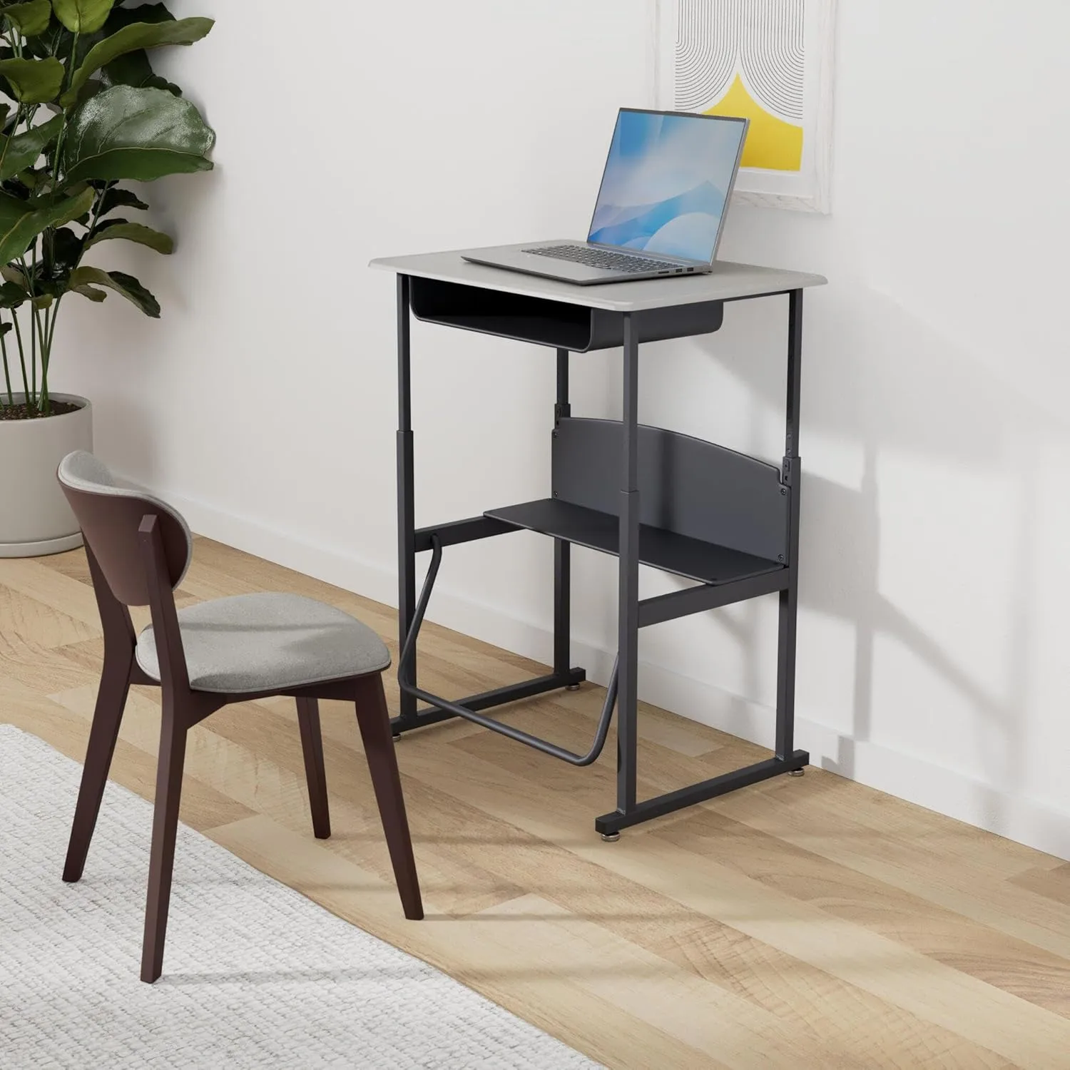 SAFCO AlphaBetter Adjustable-Height Student Desk with Book Box and Swinging Pendulum Footrest, 28 x 20