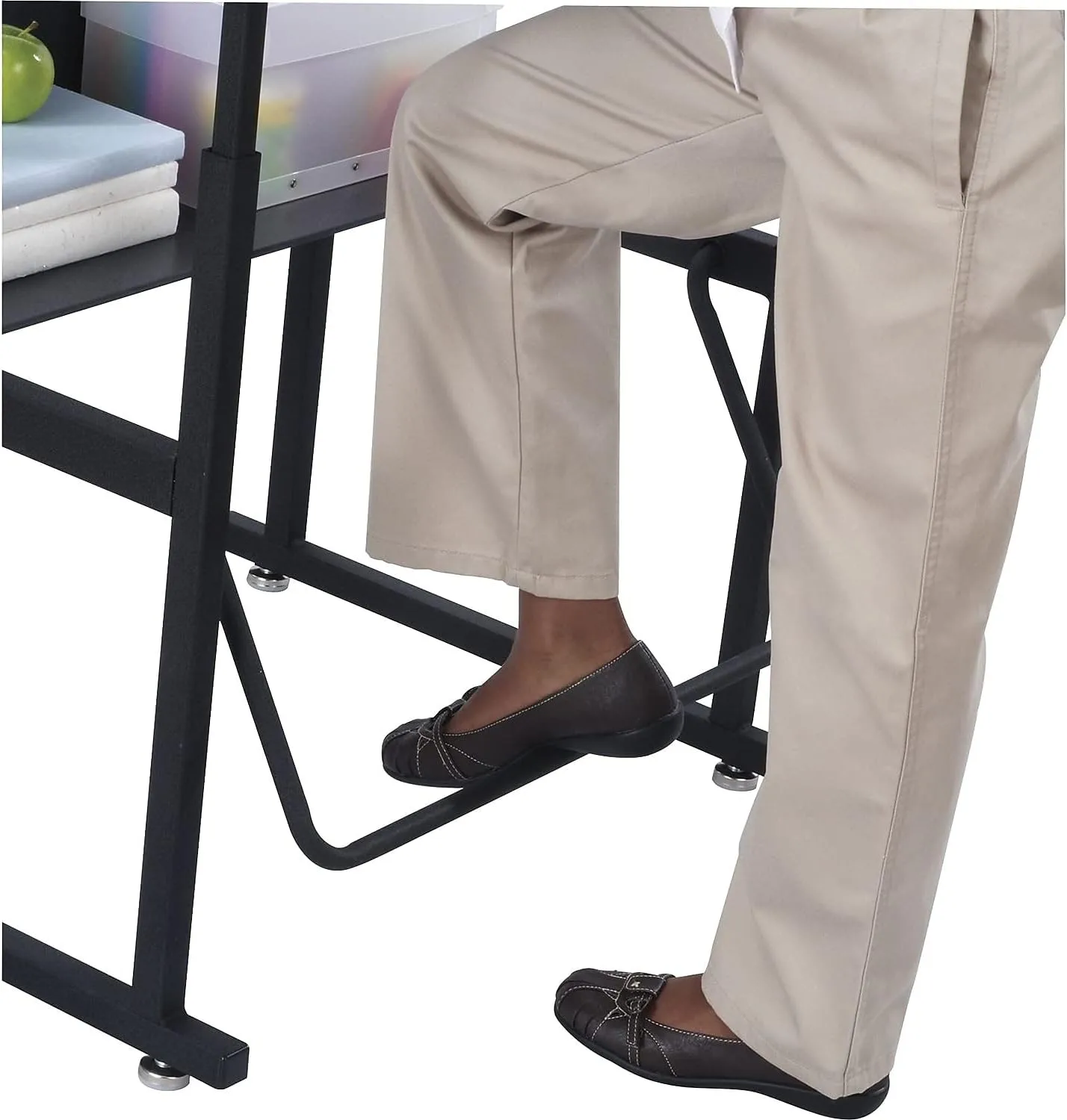 SAFCO AlphaBetter Adjustable-Height Student Desk with Book Box and Swinging Pendulum Footrest, 28 x 20
