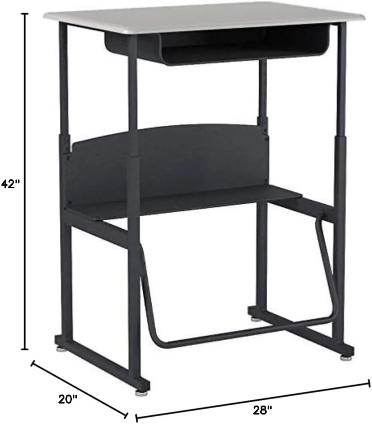 SAFCO AlphaBetter Adjustable-Height Student Desk with Book Box and Swinging Pendulum Footrest, 28 x 20