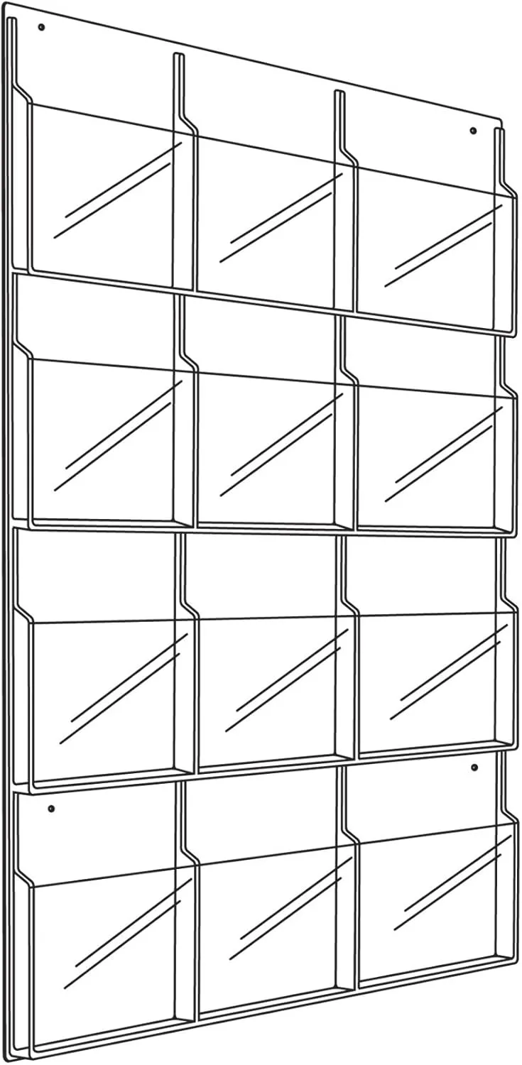 Safco Reveal Literature Rack, 12 Magazine Holder, Wall Mountable, Clear