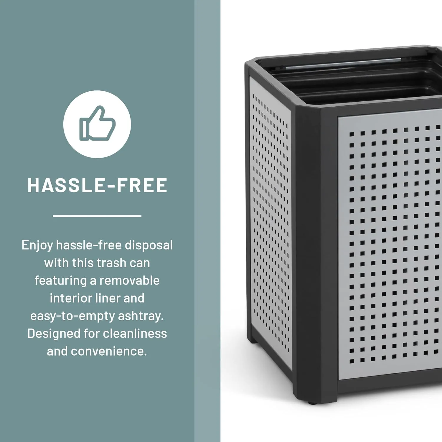 Safco Evos Steel Trash Can, Indoor and Outdoor Use