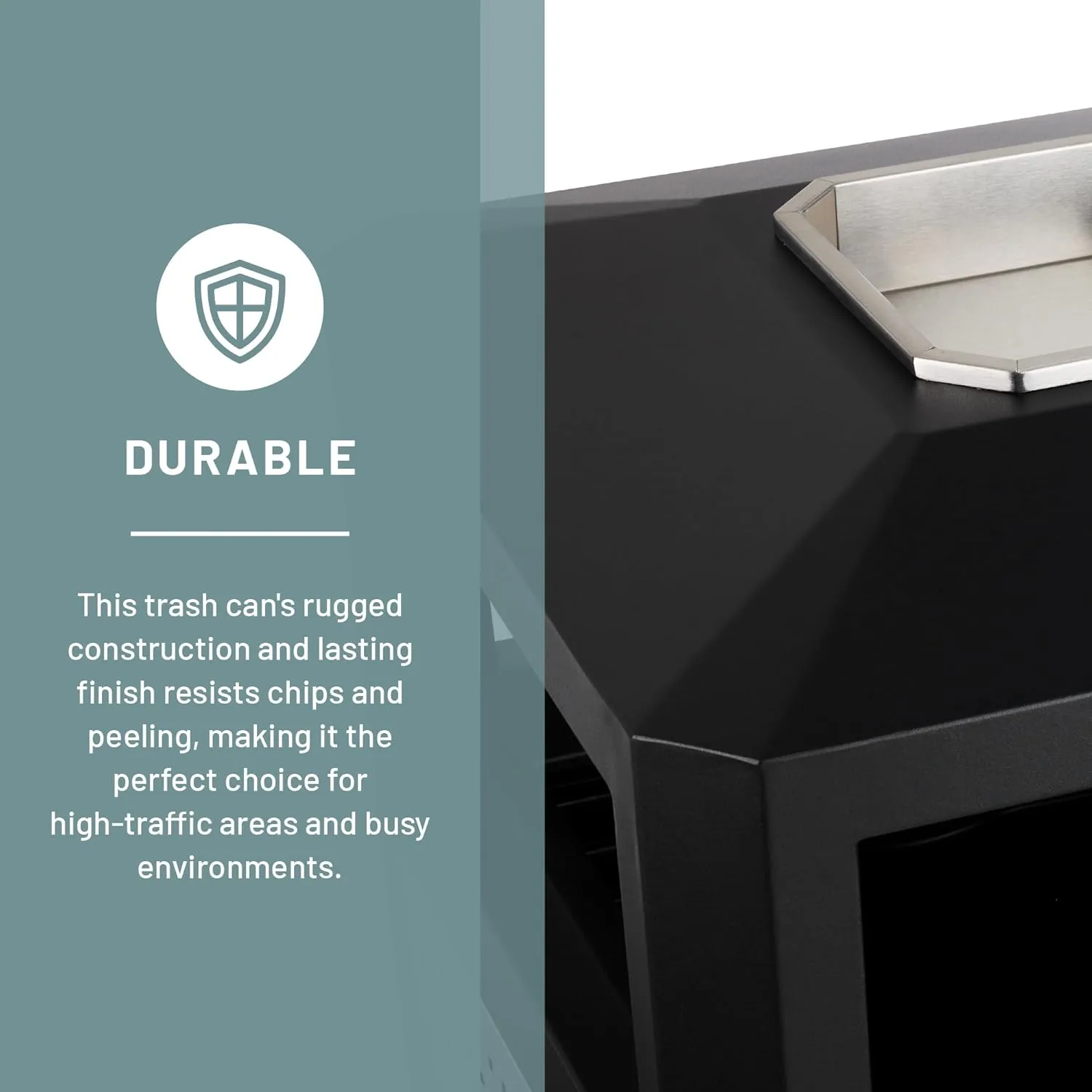 Safco Evos Steel Trash Can, Indoor and Outdoor Use