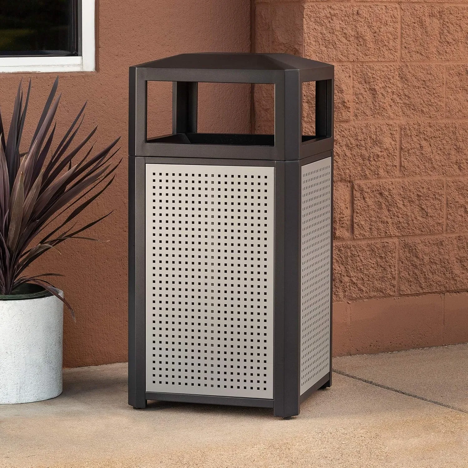 Safco Evos Steel Trash Can, Indoor and Outdoor Use