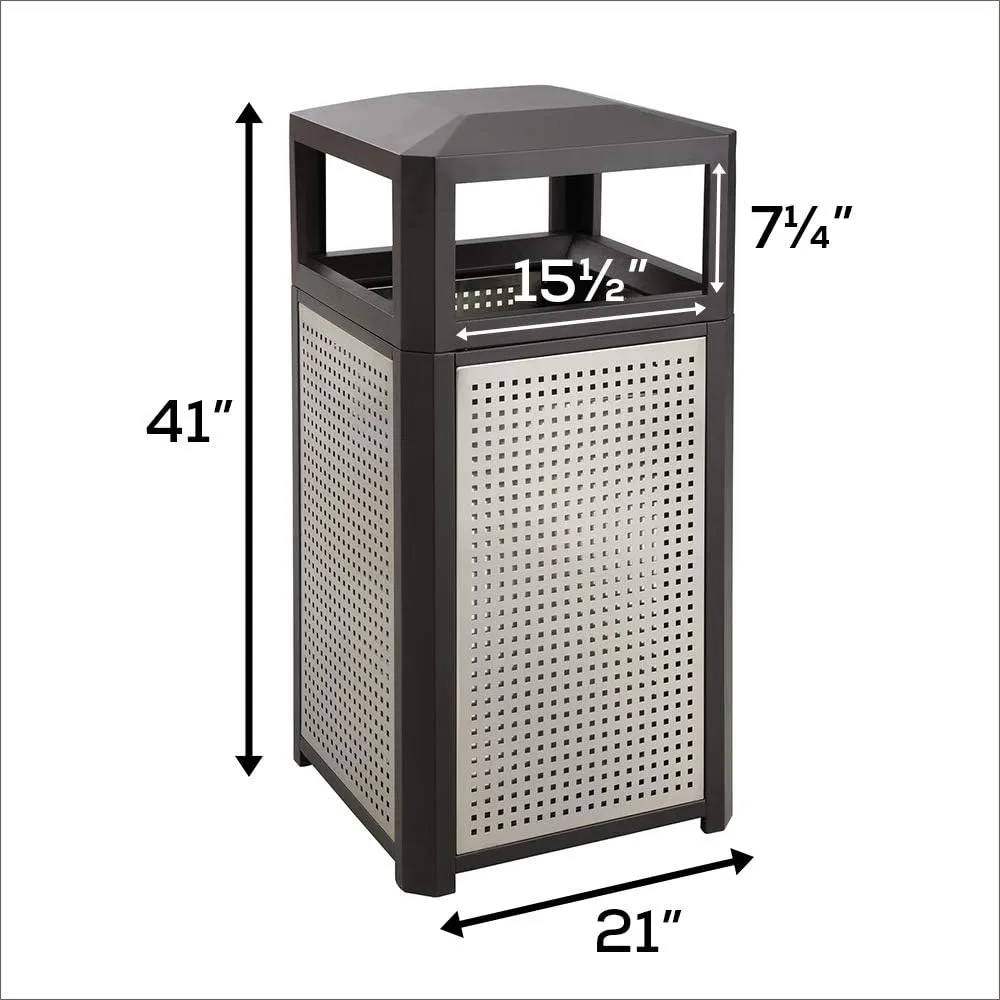 Safco Evos Steel Trash Can, Indoor and Outdoor Use