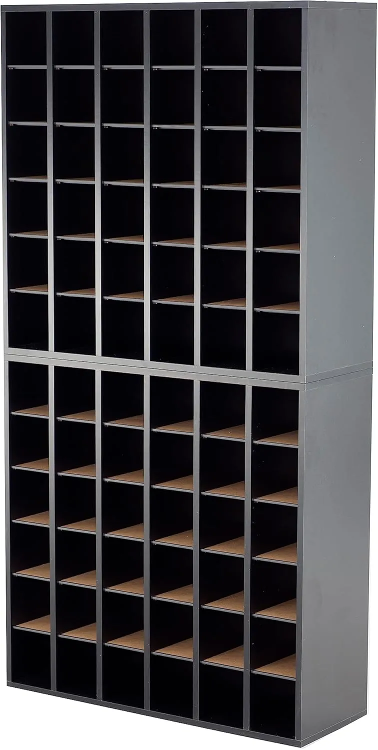 Safco Wooden Paper and Mail Organizer for Home Office and Classroom, Adjustable Shelves and Stackable, 36 Compartments, Black