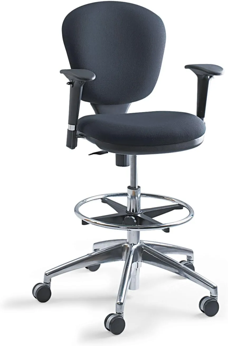 Safco Metro Ergonomic Office Chair, Extended-Height, Adjustable with Swivel Base, Padded, Black Padded Black