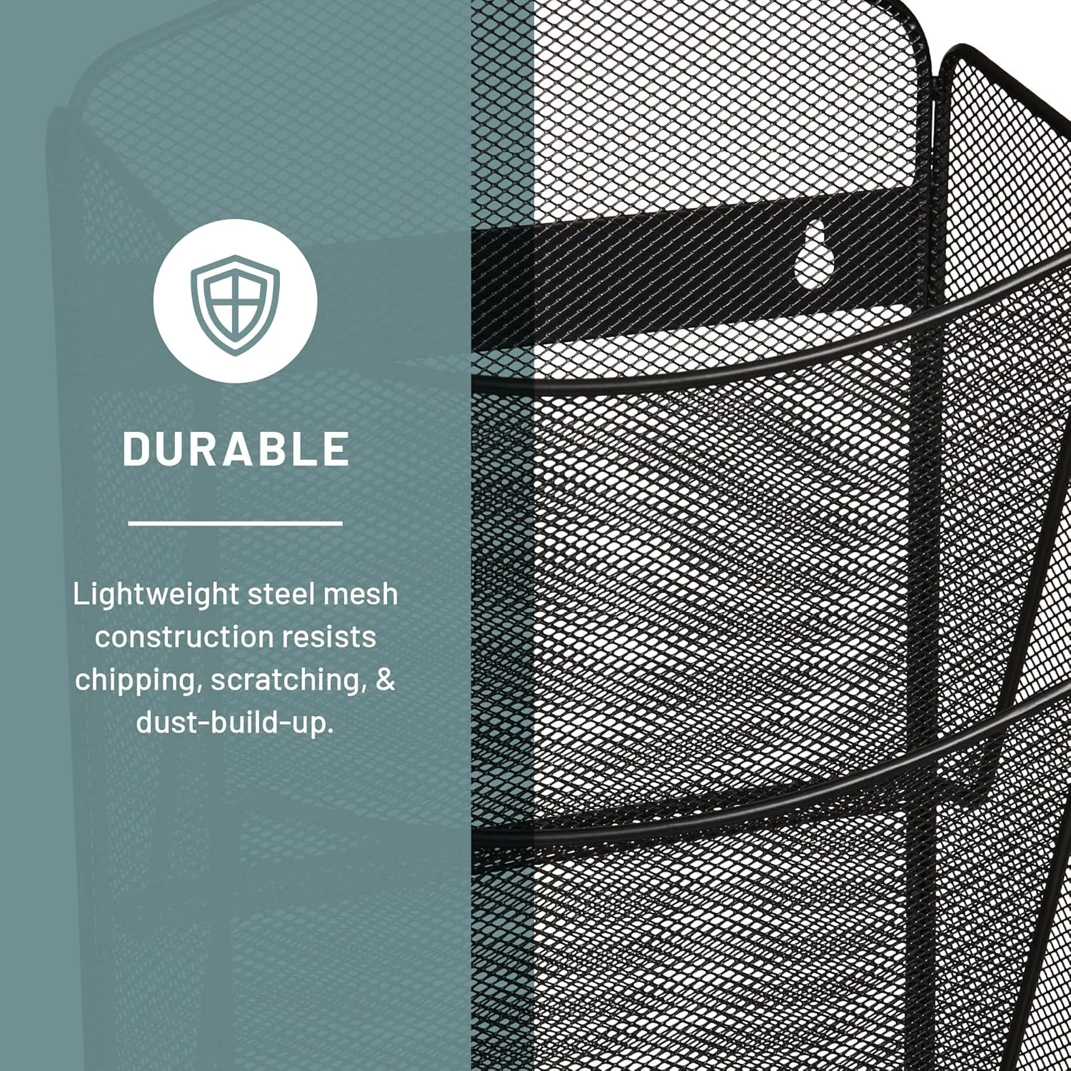 Safco Onyx Mesh Magazine Holder, Display Rack with 10 Pockets, Brochure Organizer, Commercial-Grade Steel Construction, Black