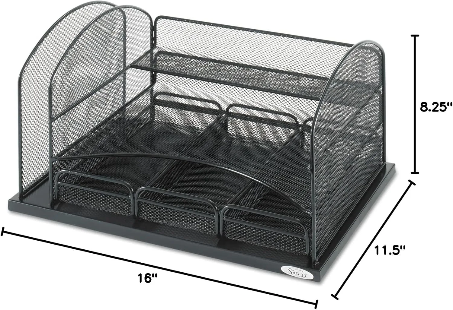 Safco 3-Drawer Desktop Organizer, 16inH x 11 3/8inW x 8inD, Black