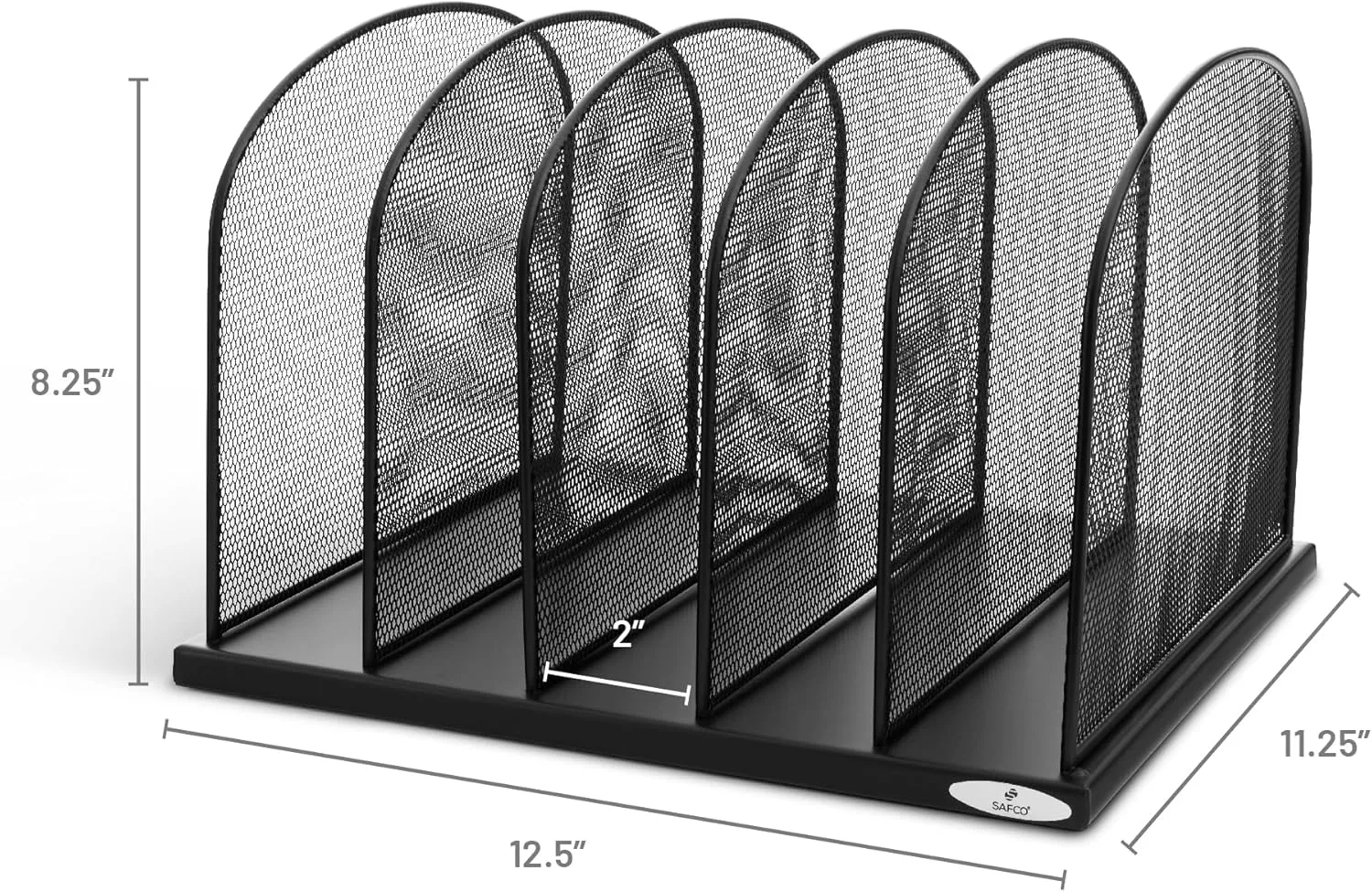 Safco Onyx Desk Organizer, 5 Tiered Vertical Compartments, Office and Classroom Mailbox , Paper and Mail Sorter, Steel Mesh