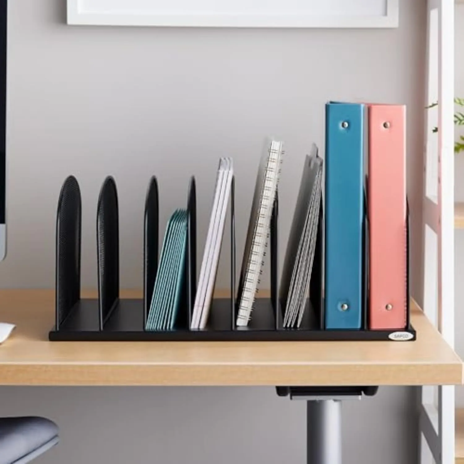 Safco Onyx Desk Organizer, 8 Side by Side Vertical Compartments, Office and Classroom Mailbox , Paper and Mail Sorter