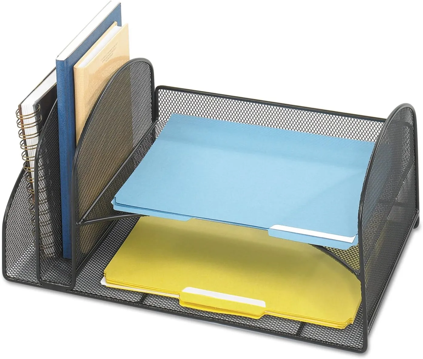 Safco 3264BL Onyx Mesh Desktop Organizer with 2 Vertical, 2 Horizontal Sections, Black