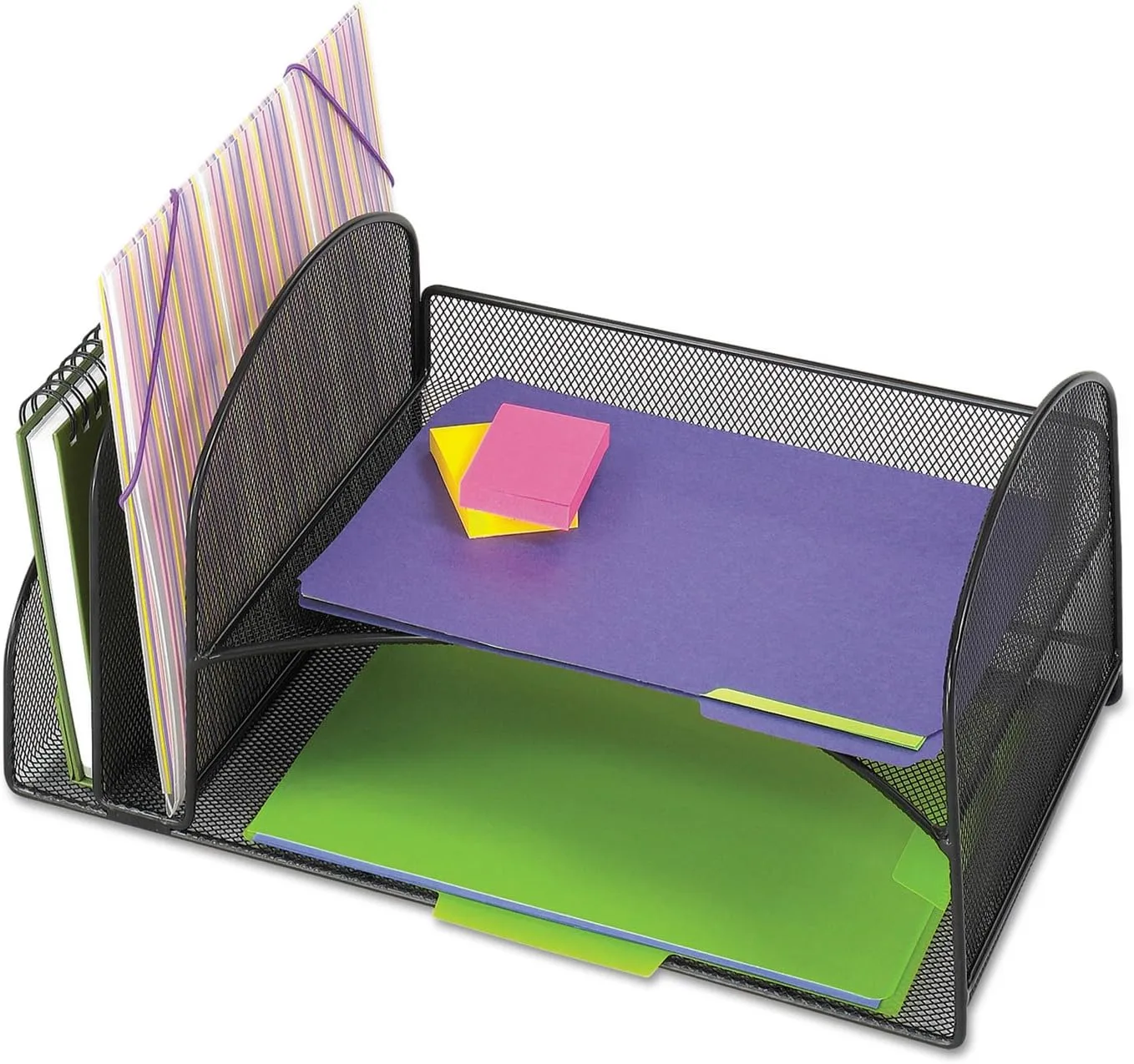 Safco 3264BL Onyx Mesh Desktop Organizer with 2 Vertical, 2 Horizontal Sections, Black