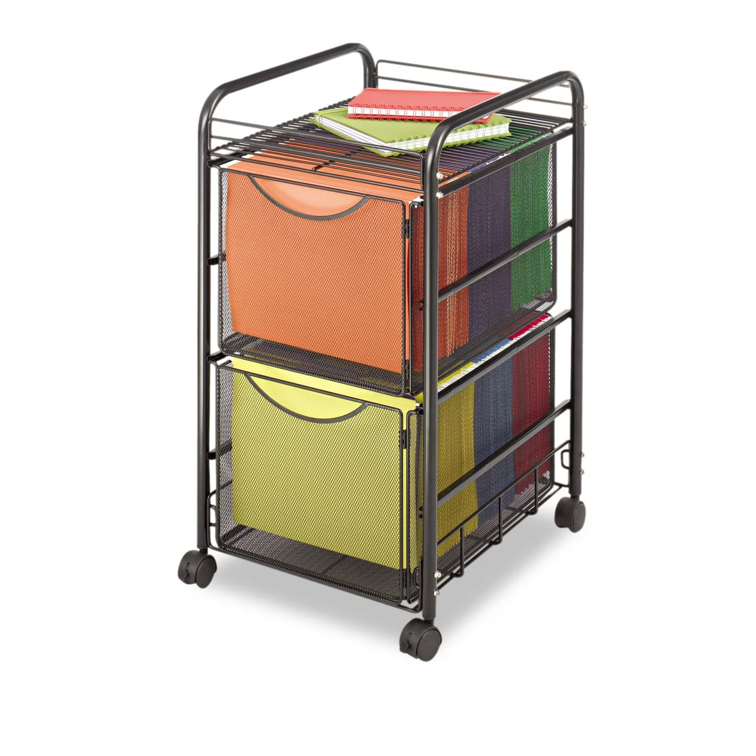 SAFCO Onyx Rolling File Cart, Steel Mesh Mobile Cart, Fits Letter-Size Hanging Folders