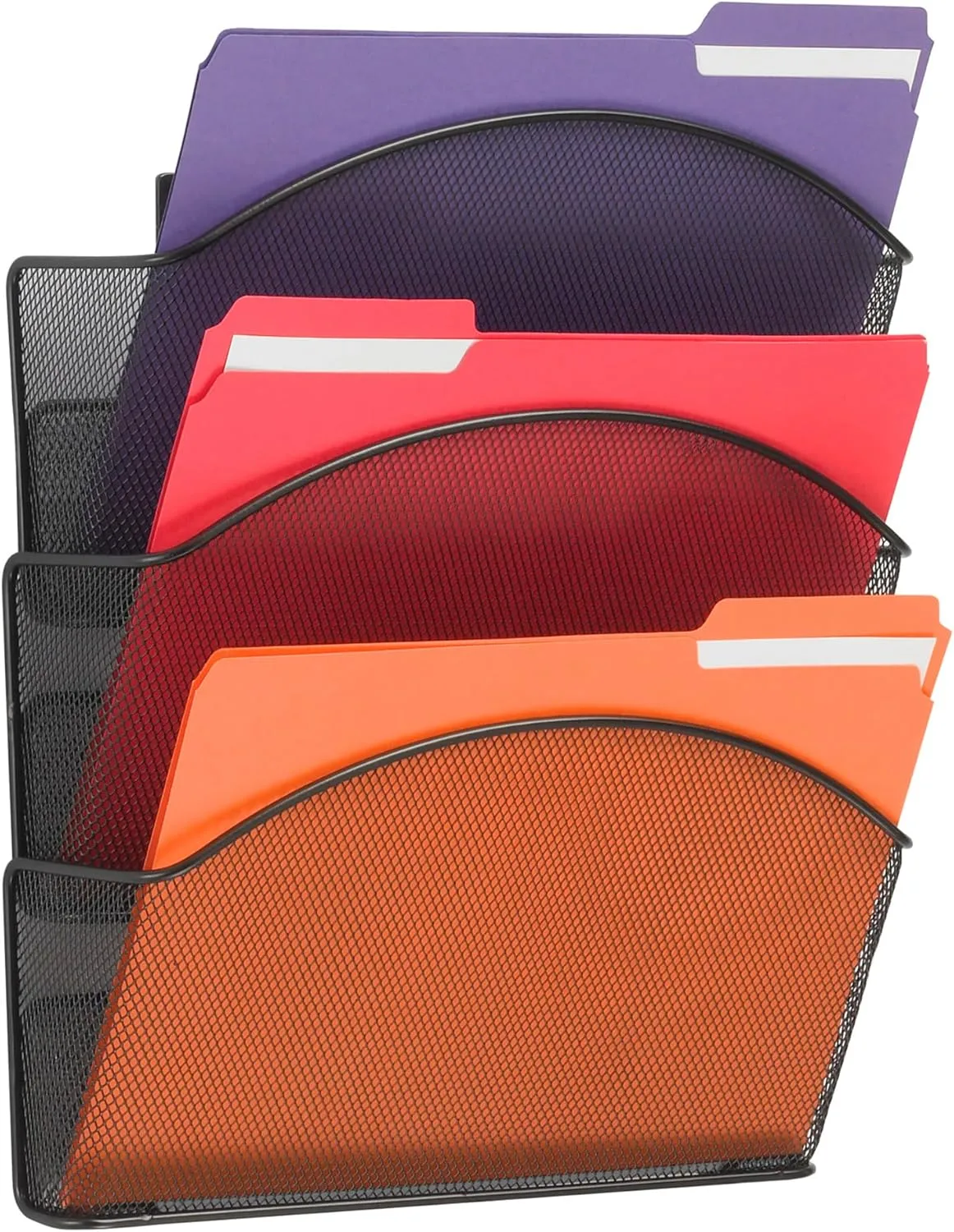 Safco Onyx Mesh Triple Pocket Wall Rack, Letter Size, Black