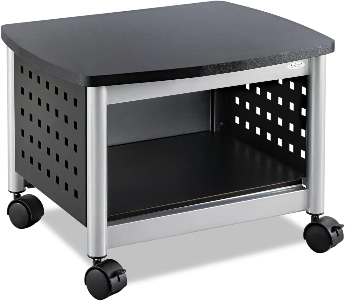 Safco Scoot Under-Desk Printer Stand, 14-1/2inH x 20-1/4inW x 16-1/2inD, Black/Silver