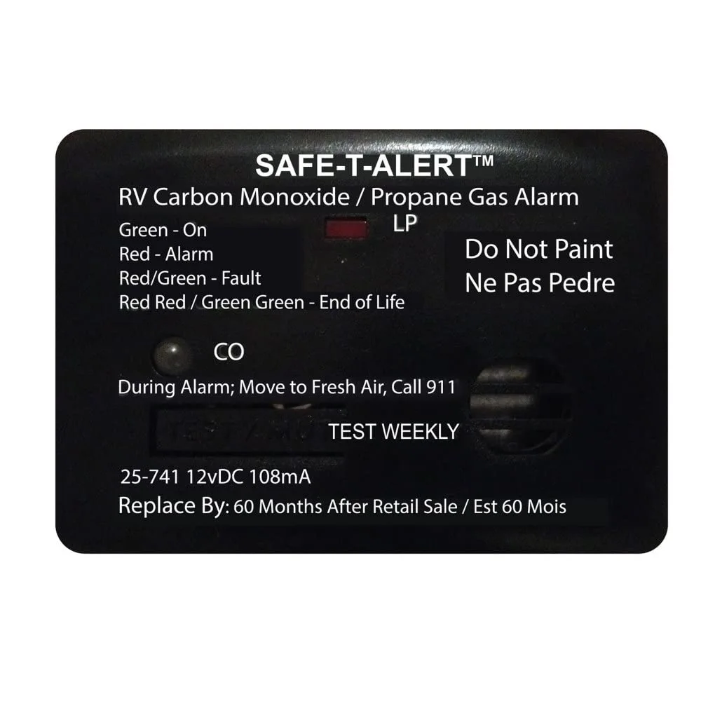 Safe T Alert 25 Series Mini Dual LP/CO Alarm - Propane and Carbon Monoxide Alarm - Surface Mount, Black - 25-741-BL