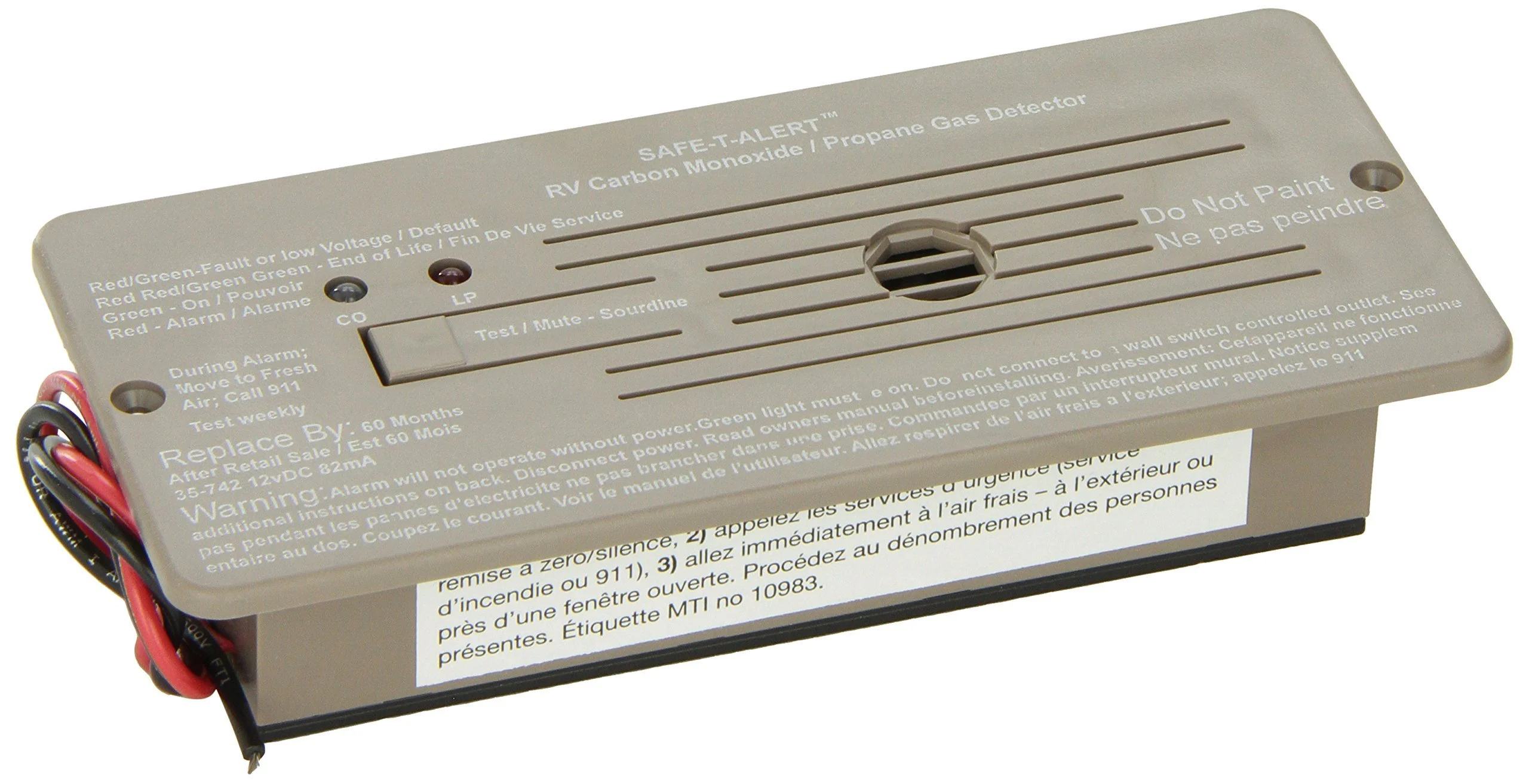 Safe-T-Alert by MTI Industries 35-742-BR 35 Series Dual LP/CO Alarm - Flush Mount, Brown 1