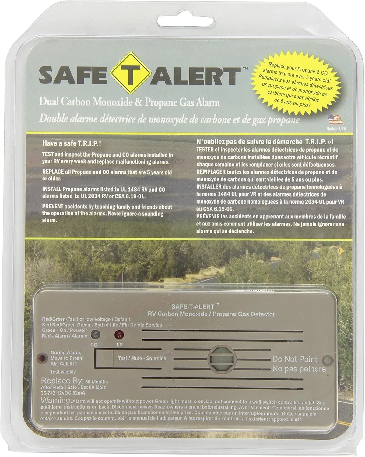 Safe-T-Alert by MTI Industries 35-742-BR 35 Series Dual LP/CO Alarm - Flush Mount, Brown 1
