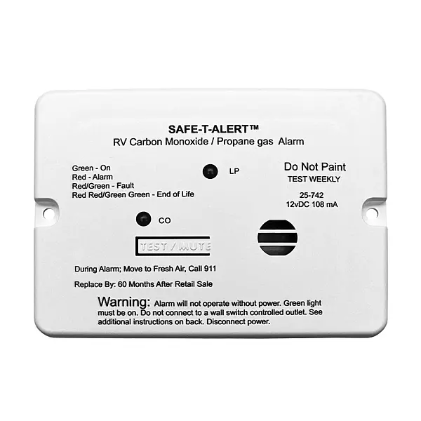 Safe T Alert - Mini Dual LP/CO Alarm - Flush Mount White - 25-742-WT